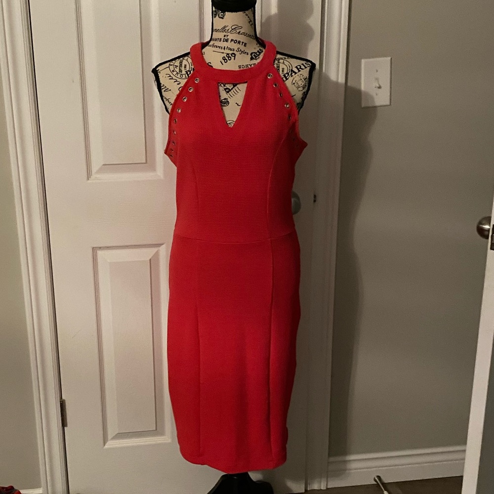 XOXO hot pink grommet fit and flare dress
